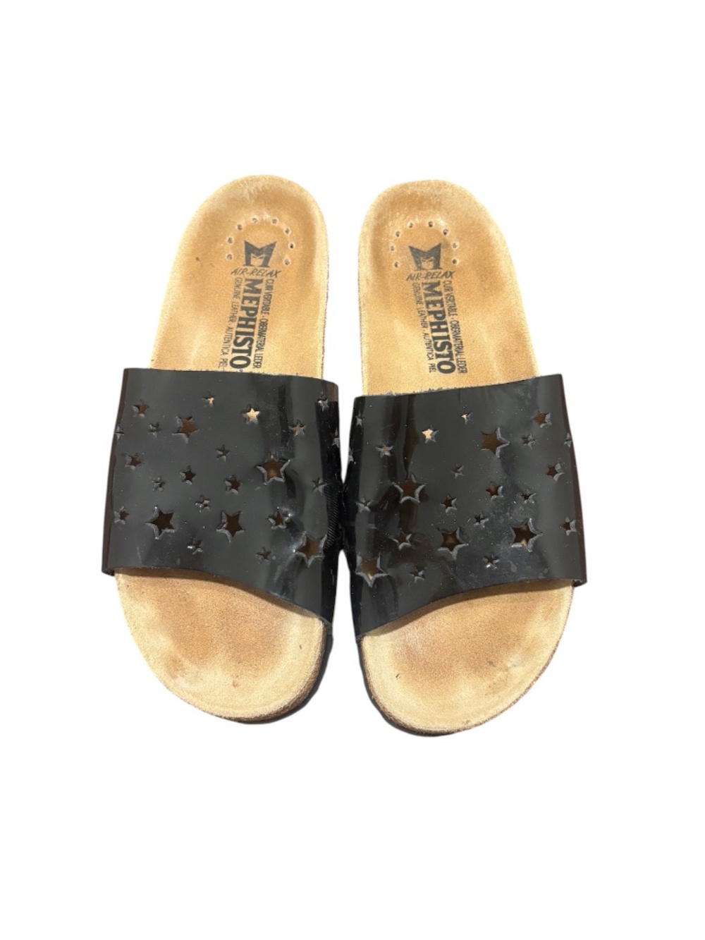 Mephisto Women's Nora Star Leather Slide Sandals in Black Size 37/7